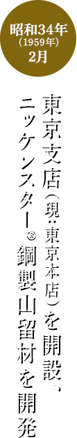 昭和34年(1959年)2月 東京支店（現：東京本店）を開設、ニッケンスター®鋼製山留材を開発