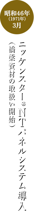 昭和46年(1971年)3月 ニッケンスター®NTパネルシステム導入（橋梁資材の取扱い開始）